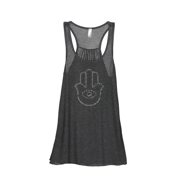 Hamsa Hand Women's Fashion Sleeveless Flowy Racerback Workout Yoga Tank Top Charcoal Grey X-Large