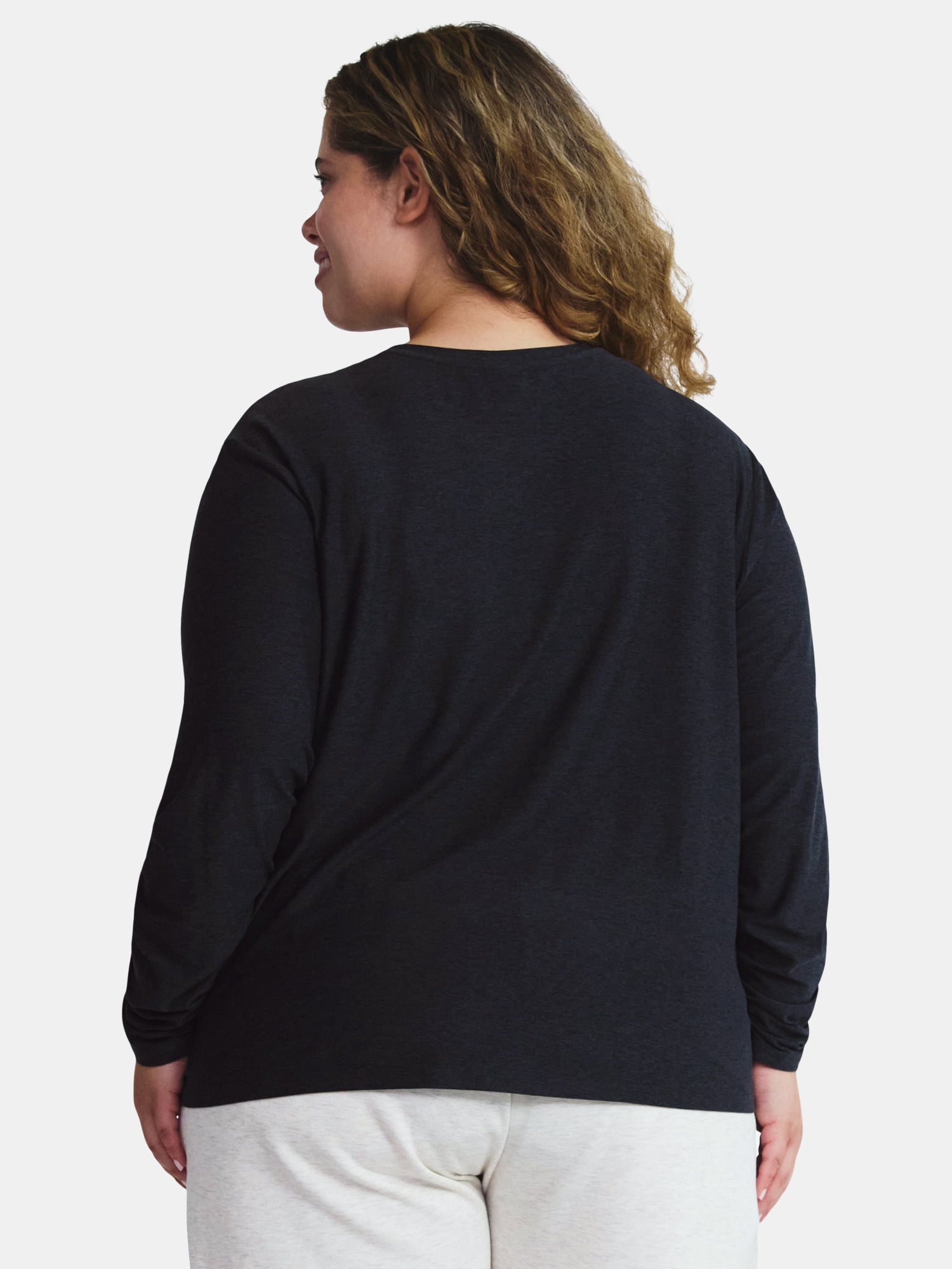Athletic Works Women's and Women's ButterCore Tee with Long Sleeves, Sizes XS-4X