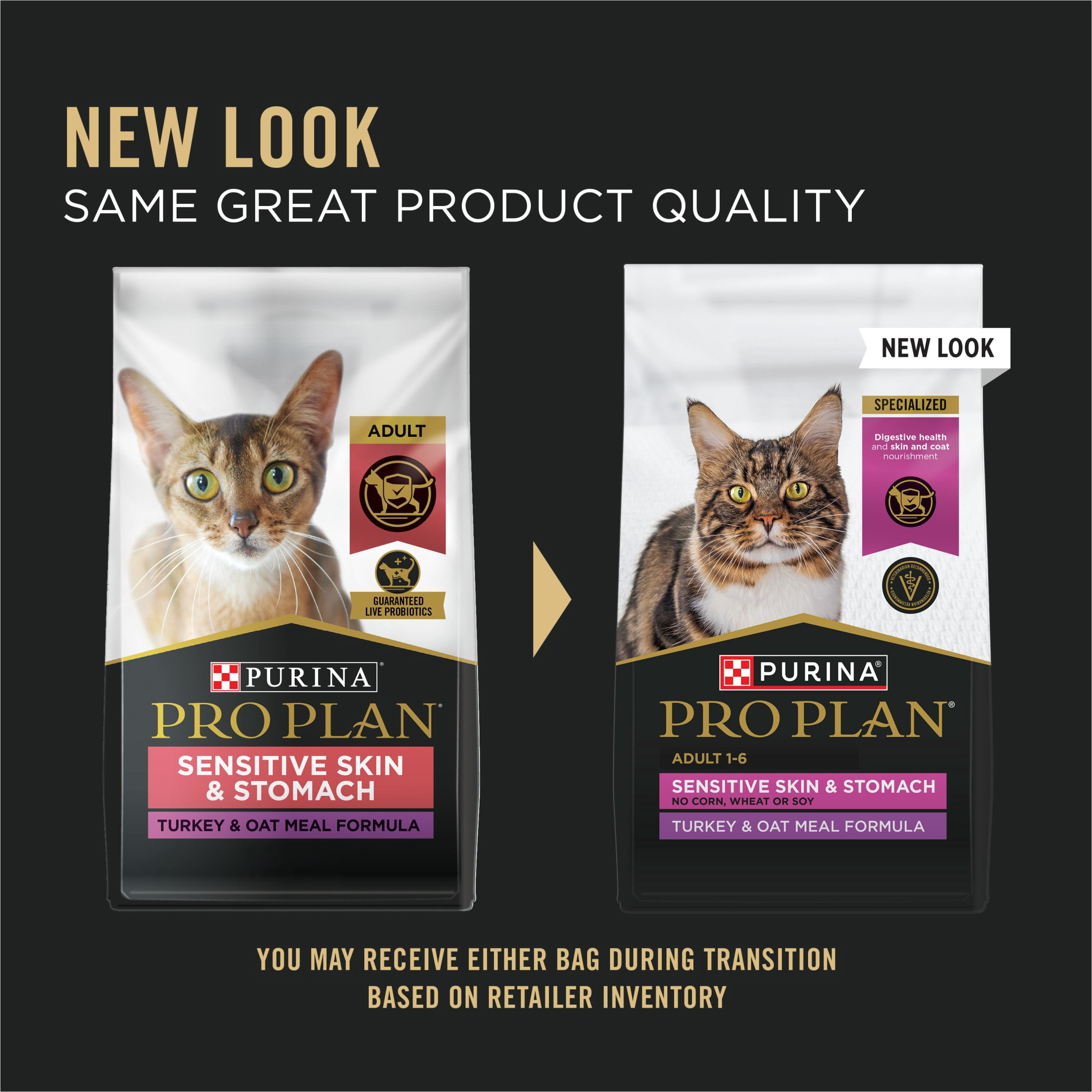 Purina Pro Plan Cat Food Sensitive Skin and Stomach Turkey and Oatmeal Dry Formula, 5.5 lb Bag