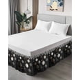 thumbnail image 4 of Winter Bed Skirt Christmas Ball Pine Needles Black White Bed Skirts King Size 16 Inch Drop, Wrap Around Dust Ruffle&nbsp;Bedskirt with Adjustable Elastic Belt for Queen Size Beds, 4 of 7