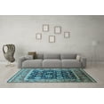 thumbnail image 3 of Ahgly Company Indoor Square Oriental Light Blue Traditional Area Rugs, 8' Square, 3 of 4