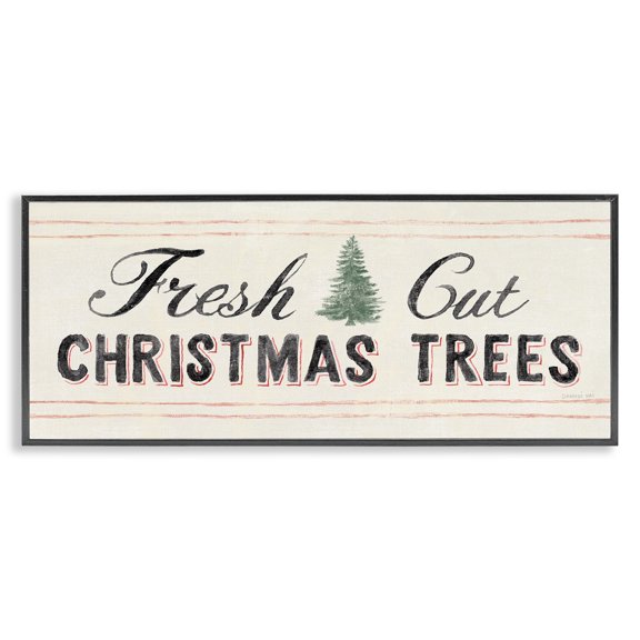 Fresh Cut Christmas Trees Vintage Winter Sign Holiday Graphic Art Framed Art Print Wall Art