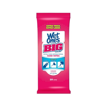 5 Pack - Wet Ones Big Ones Fresh Scent Antibacterial Wipes 28 Each