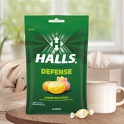 HALLS Defense Assorted Citrus Throat Drops, Vitamin C Dietary Supplements, 30 Drops