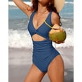 thumbnail image 3 of Charmo Womens V Neck One Piece Swimsuit High Cut Backless Cut Out Bathing Suits Swimwear, 3 of 7