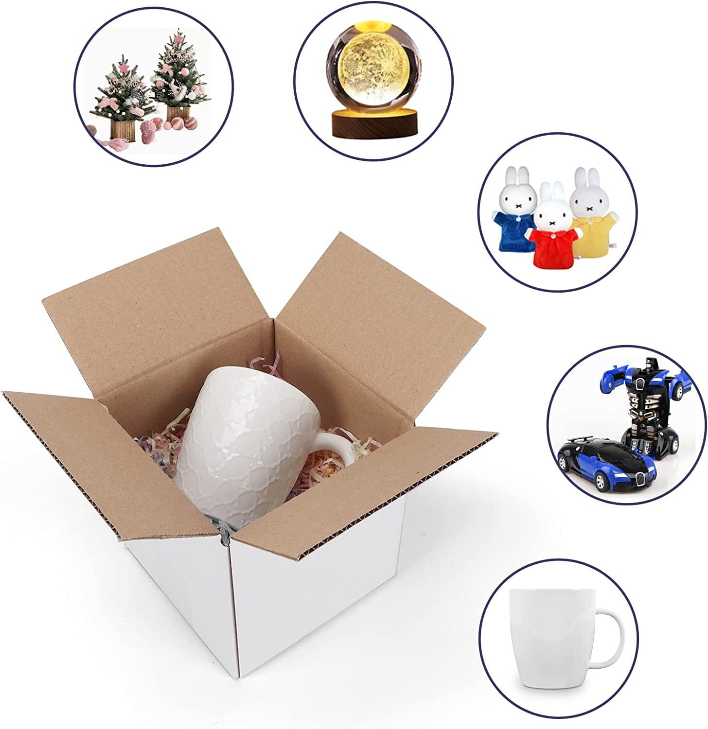 Calenzana 40 Pack 6x6x6 Shipping Boxes, Corrugated Cardboard Box for Shipping and Mailing, White, Recycled