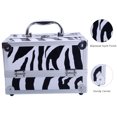 thumbnail image 2 of Makeup Box Train Case Large Storage Capacity Portable Travel Cosmetic Organizer with Compartments and 2-Tier Trays with Mirror, Lockable with Keys - Zebra, 2 of 9
