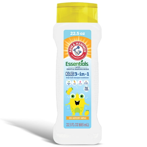 Arm & Hammer Essentials Kids Body Wash - 3-In-1 Sea Monster Mango 22.5Oz - Non Toxic Kids Shampoo And Body Wash And Conditioner