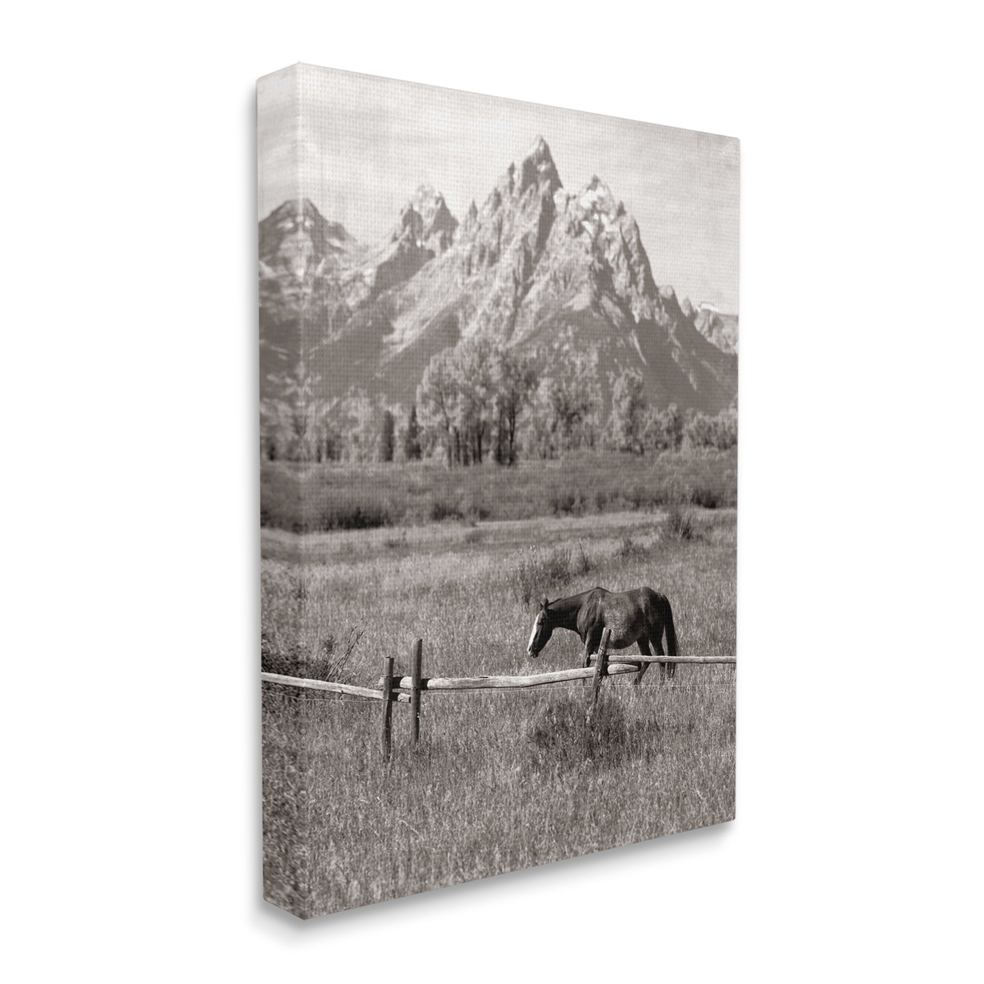 Stupell Industries Horse & Mountain Scenery Landscape Photography Gallery Wrapped Canvas Art Print Wall Art, 24 x 30
