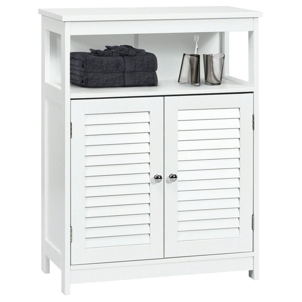 Finihen Bathroom Storage Cabinet, Bathroom Floor Cabinet, Wood Freestanding Bathroom Storage Cabinet with Double Shutter Door, for Bathroom, Living Room, Bedroom, Kitchen, White Finihen Bathroom Storage Cabinet, Bathroom Floor Cabinet, Wood Freestanding Bathroom Storage Cabinet with Double Shutter Door, for Bathroom, Living Room, Bedroom, Kitchen, White