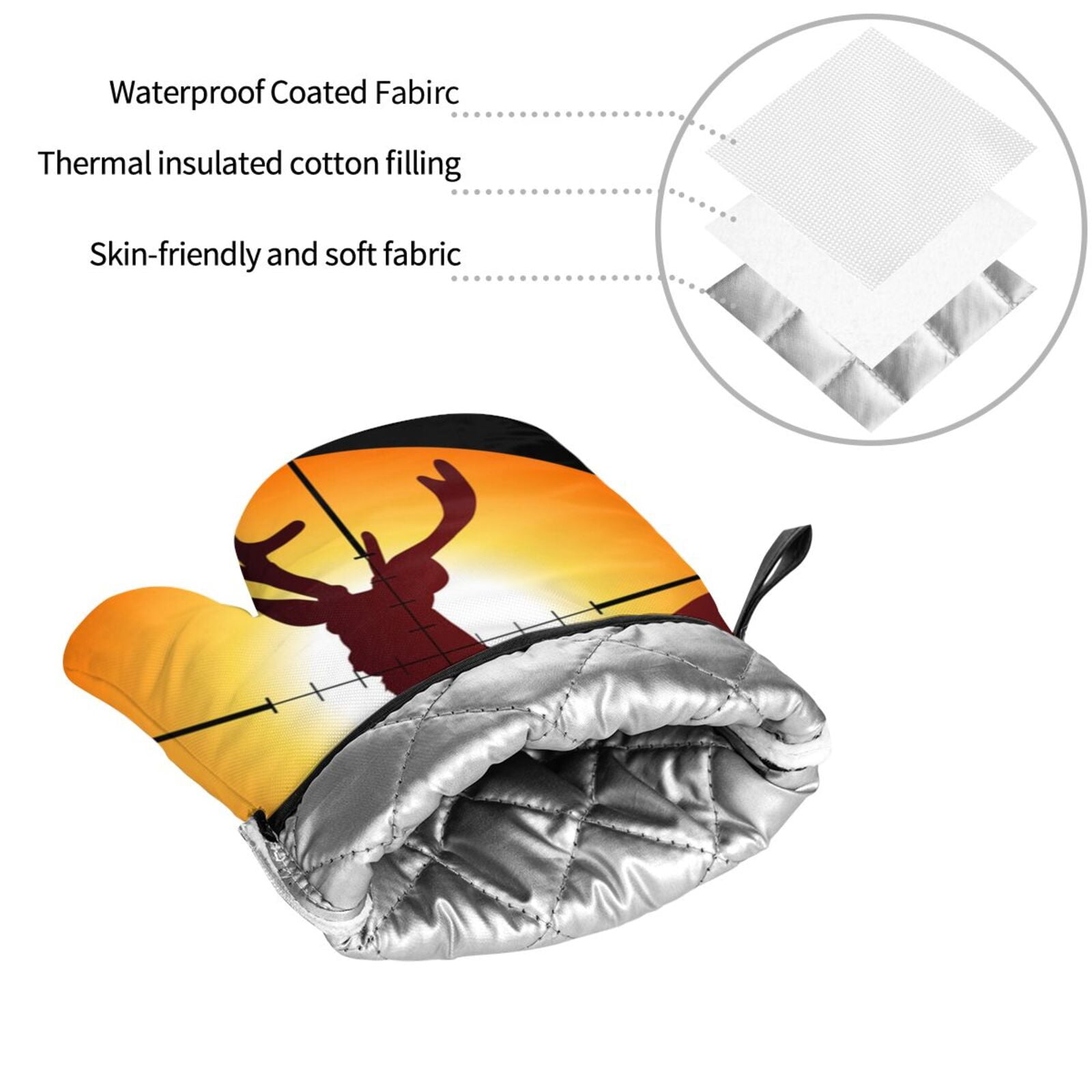 Target Deer Elk Hunting 4Pcs Oven Mitts and Pot Holders Sets Oven Kitchen Gloves Hot Pads for Cooking BBQ Baking Grilling