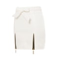 thumbnail image 6 of KOMOO Women Leather Pencil Skirt,Zipper Bowknot Tied Bodycon Skirts High Waist A-line Skirt, 6 of 8