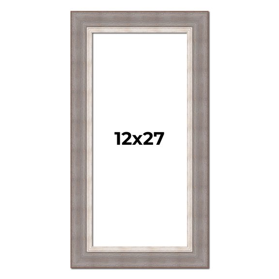 12x27 Frame Grey Real Wood Picture Frame Width 2.75 Inches | Interior Frame Depth 0.5 Inches |