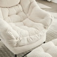 thumbnail image 3 of Jopath Lazy Chair with Ottoman, Accent Chair with Armrests and a Side Pocket, Leisure Upholstered Sofa Chair for Living Room Bedroom Office and Reading Room White, 3 of 9