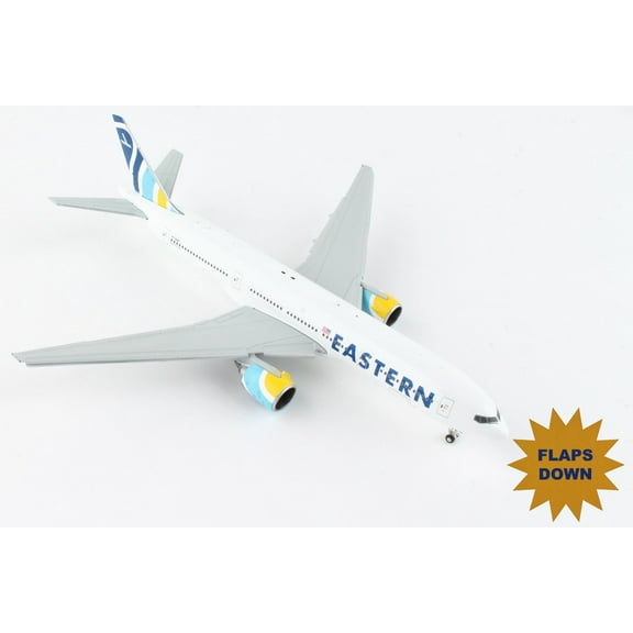 Boeing 777-200ER Commercial Aircraft with Flaps Down White w/Stripe 1/400 Diecast Model Airplane by GeminiJets