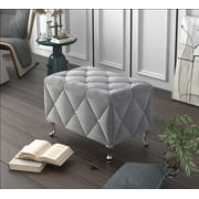 Home Design Bodhi Upholstered 30 Flip Top Storage Bench with Diamond Tufted Velvet Seat, Spacious Hidden Storage, and Multi-Purpose Rectangular Design for Bedroom or Living Room, Silver Gray