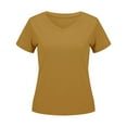 thumbnail image 3 of TODOZO T Shirts for Women Loose Fit Casual Lightweight Soft Basic Tees Womens Summer Tops Women's V Neck Loose Thin Breathable T Shirt Gold Xl, 3 of 6