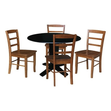 42" Solid Wood Dual Drop Leaf Table with 4 Dining Chairs
