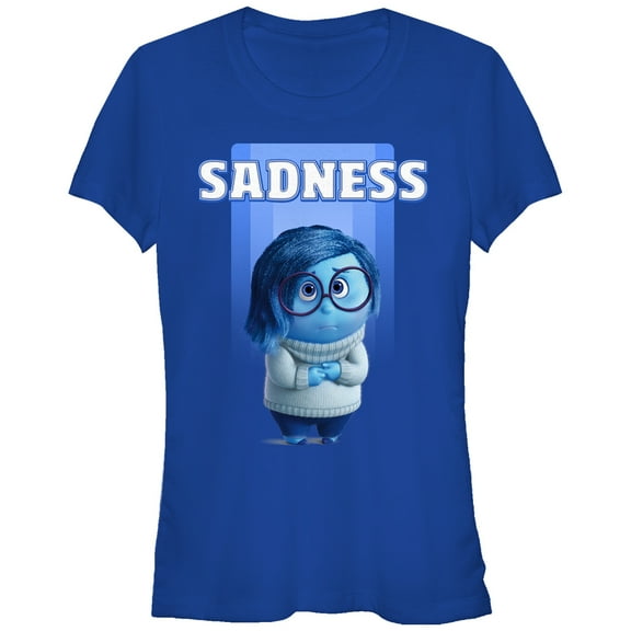 Junior's Inside Out Sadness Portrait Graphic Tee Royal Blue 2X Large