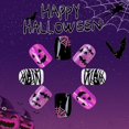 thumbnail image 3 of Uñas postizas de Halloween Posyofet, color morado, con murciélago y momia, 24 unidades, 3 of 7