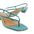thumbnail image 2 of XYD Women Minimalist Open Square Toe Thong Sandals Buckled Backstrap Chunky Low Heels Casual Dress Summer Shoes Size 15.5 Aqua, 2 of 4