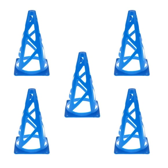 Set of 5 Agility Training & Motorcycle Cones for Soccer, Sports Practice, Themed Party, Safety Parking Cones and more - Select Colors Blue