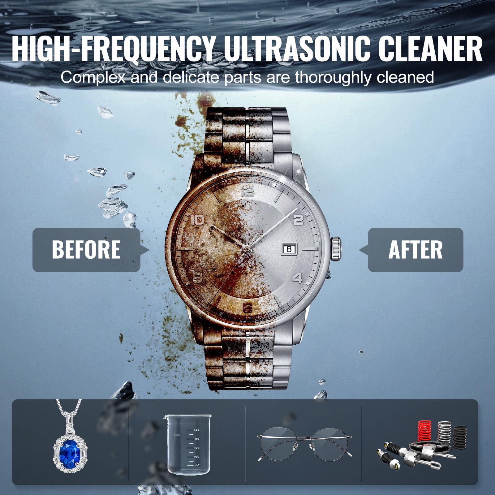 VEVOR Ultrasonic Cleaner, 15L Professional 360W Cleaning Machine with Timer & Heater, 40kHz Digital Ultrasonic Cleaner with Basket for Watch Glasses Jewelry Retainer Industrial Parts Tools