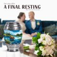 thumbnail image 4 of JAGASY Bear Small Cremation Urn for Sister, Blue Tiny Urns for Human Ashes Keepsake, River Trees Mountain & Blue Sky Decorative Urns for Siblings, Funeral Urn for Brother, (3 Inch), 4 of 7