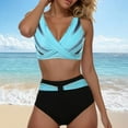 thumbnail image 5 of Women's High Waisted Bikini Sets Sporty Two Piece Swimsuits Color Block Cheeky High Cut Bathing Suits High Waisted Swim Suits For Women 2025 Mint Green XL, 5 of 9