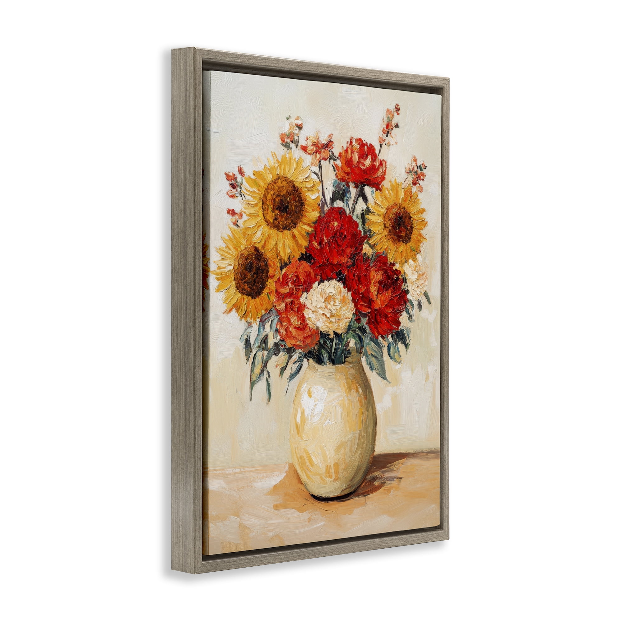Charming Bouquet of Fall Brown Framed Floater Canvas Wall Art, design by Petal Prints Design