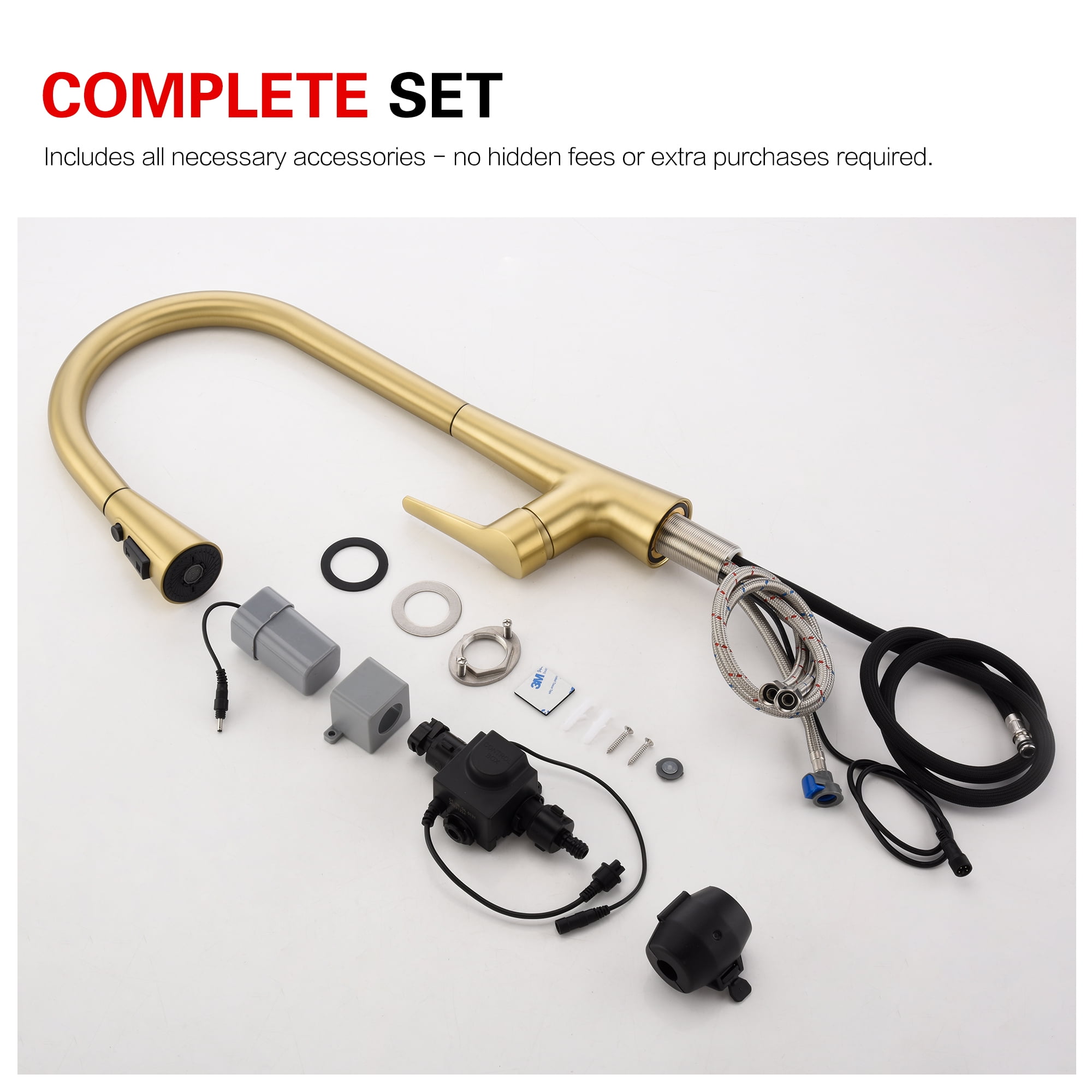 sumerain Brushed Gold Touchless Kitchen Sink Faucet with Pull Down Sprayer,Hands Free Motion Sensor Kitchen Sink Faucet