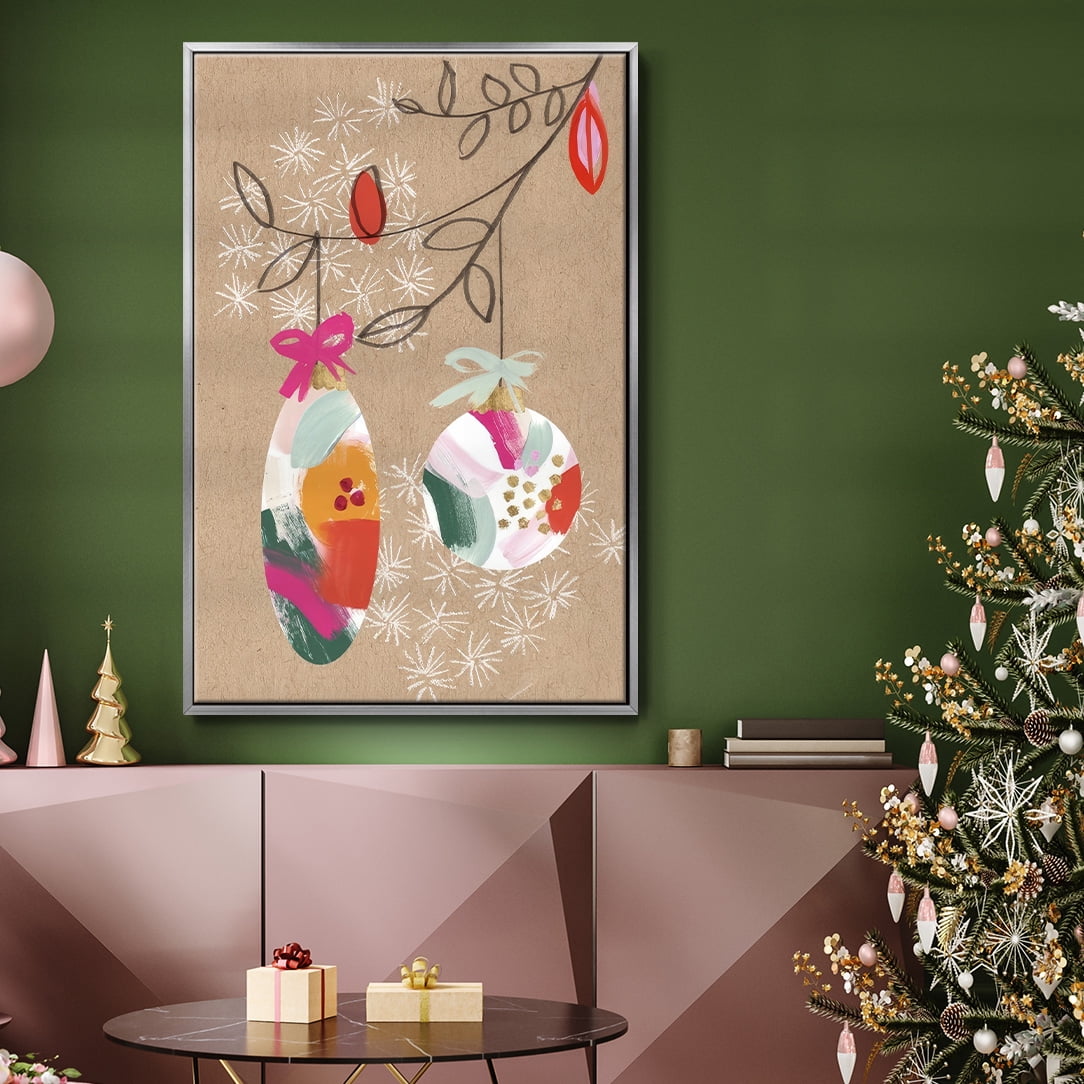 Crafty Christmas Collection B - Framed Gallery Wrapped Holiday Canvas - 17 x 25 - Silver Frame