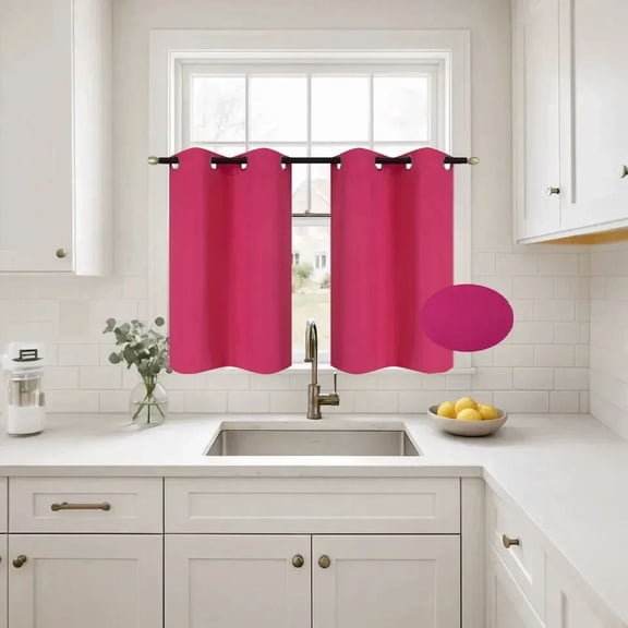 2 Pieces hot pink window curtain thermal panels blackout with grommets silky soft texture unlined heavy thick for any room decor K30