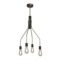 Woodbridge Lighting Bentley 4-Light ST64 Metal Chandelier in Brass/Black