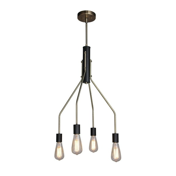Woodbridge Lighting Bentley 4-Light ST64 Metal Chandelier in Brass/Black