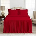 thumbnail image 2 of 4 Piece Long Ruffle Sheet Set, 20" Inch Long Ruffle On Corner Of The Flat Sheet, 18 Inch Deep Pocket, 100% Egyptian Cotton, 800 TC, Twin XL Size, Solid Blood Red, 2 of 9