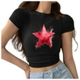 thumbnail image 4 of Generic Women Cute Graphic Tee Shirts Trendy Crew Neck Short Sleeve Crop Top Loose Fit Shirts Vintage Aesthetic Streetwear, 4 of 5