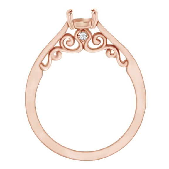 Round Cut White Natural Diamond Semi Mount Engagement Ring In 14K Solid Rose Gold (0.02 Ct)