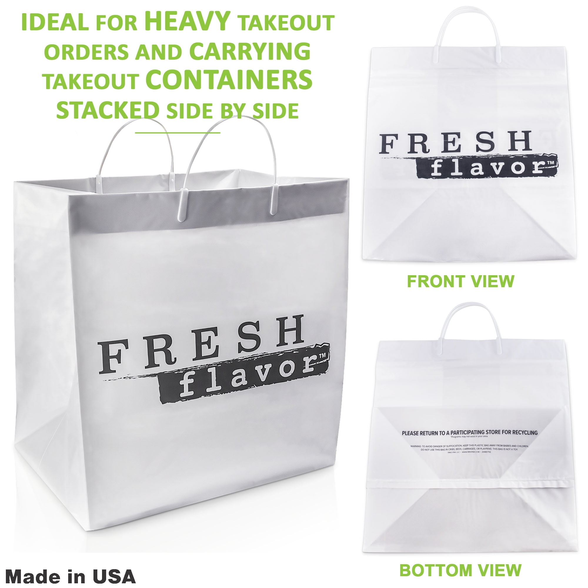 Polyethelyne Loop Handle Shopper Plastic Retail Boutique Shopping Bag (White) - 19 x 10 x 12- 2.5 Mil