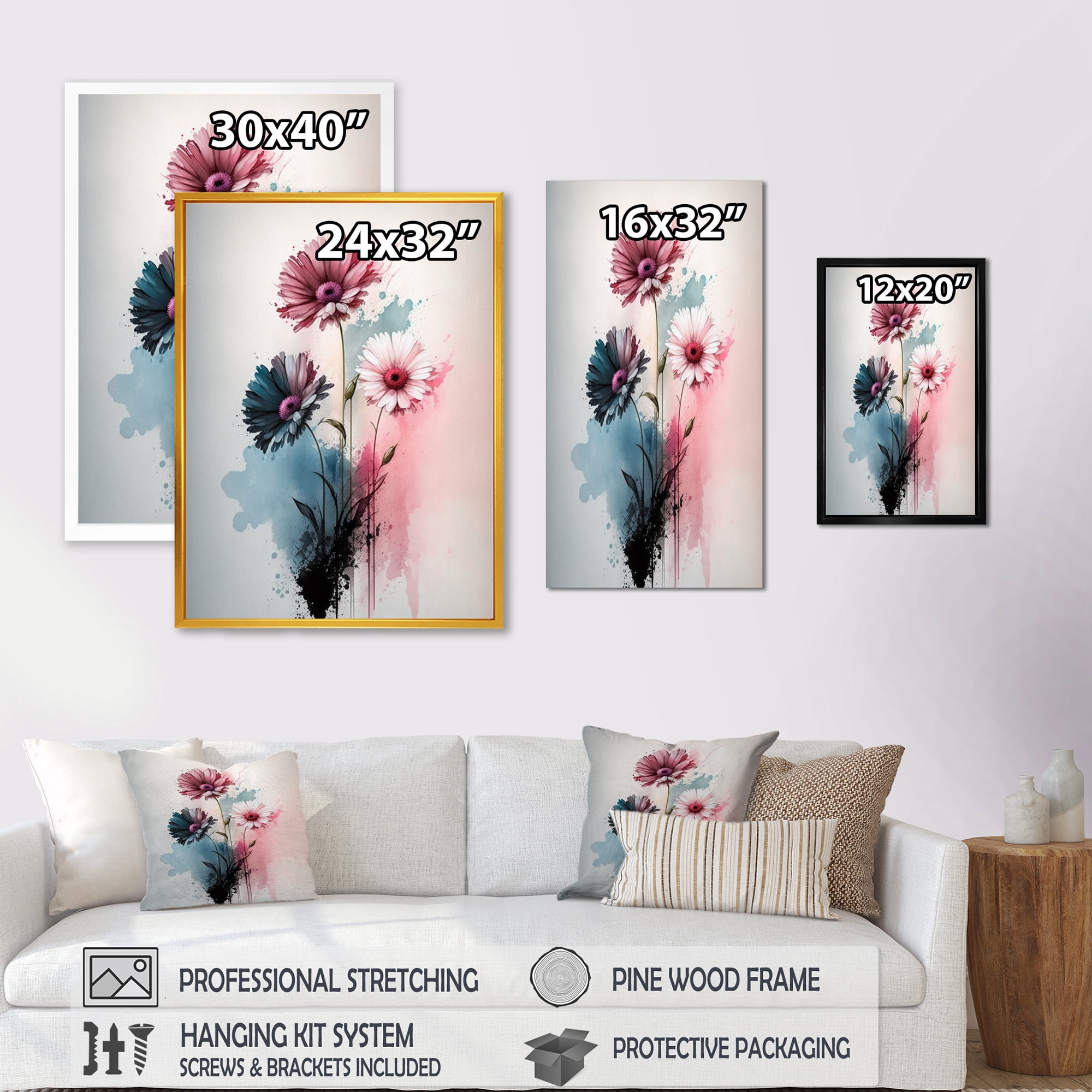 Designart Flower Gerbera I Canvas Wall Art