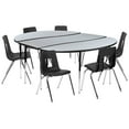 thumbnail image 2 of Emma + Oliver 86" Oval Wave Activity Table Set with 18" Student Stack Chairs, Grey/Black, 2 of 15