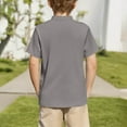 thumbnail image 5 of AJTQTH Boys Short Sleeve Henley Shirt Cute Kids Casual Solid Color 1/4 Button Front Summer T-Shirts Tops Vacation Tees Gray 11-12 Years, 5 of 8