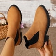 thumbnail image 4 of BRGZLK Chelsea Ankle Boots for Women Classic Versatile Slip-On Low Chunky Heel Comfortable Short Booties Easy On Commute Work Shoes with Side Zipper Brown 41, 4 of 8