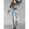 thumbnail image 4 of Chándal de 2 Piezas con Capucha y Cremallera para Mujer, de Larga, Ajustado, con Pantalones Largos, Color Liso, Informal. Gris M, 4 of 6