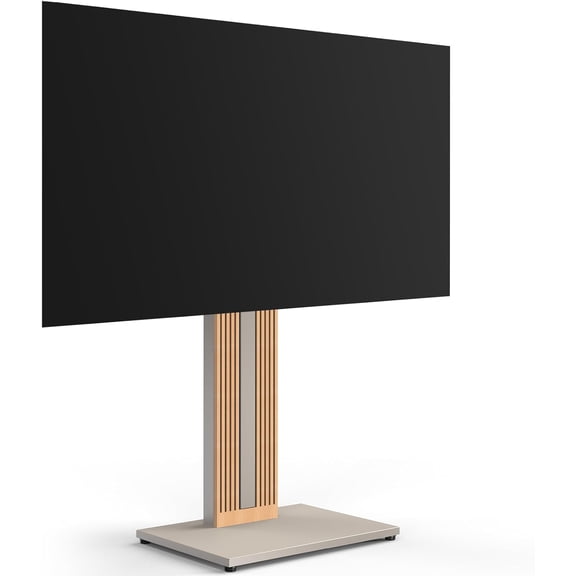FITUEYES Zen Series Floor TV Stand for 32-65 Inch TVs, Height Adjustable, Swivel, Hidden Back Storage, Morandi Grey