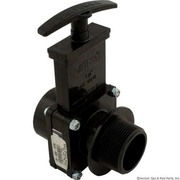 Valterra Gate Valve, 3 pc, Valterra, 1-1/2"fpt x 1-1/2"mpt, 45psi,Blk 7108