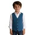thumbnail image 2 of Kids Boy's Formal Suit Vest Blue Dress Waistcoat Vest Elegant Adjustable Back Strap Pageboy Wedding Party Outfit 4T, 2 of 7