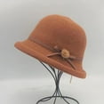thumbnail image 3 of UTSJKR Womens Winter Church 1920s Bowler Bucket Hat Vintage Felt Cloche Cap Winter Floral Fedora Bow Pompom Bowler Hats Coffee, 3 of 4