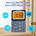thumbnail image 3 of Portable Radio AM FM, Rechargeable Digital Pocket Radio,Transistor Radio with Large LCD Screen, MP3, Stereo Earphone, 3.5mm Headphone Jack, TF Card Socket, Walkmans Radio for Jogging/Gym/Camping, 3 of 5