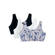Fruit of the Loom Women's Tank Style Cotton Sports Bra, 3-Pack, Style-9012